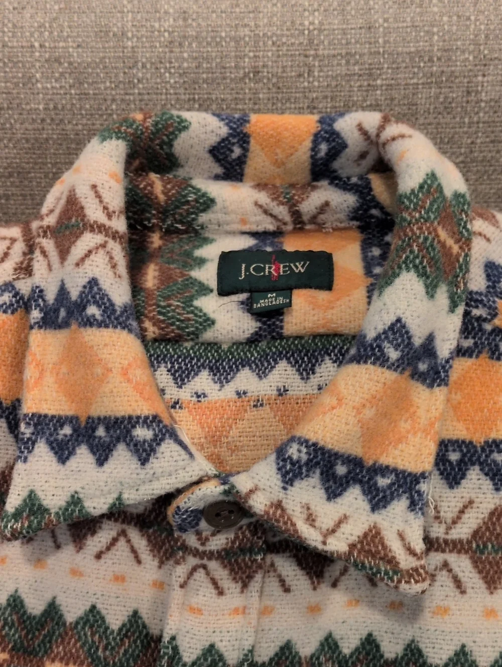 J.Crew Men's Fair Isle Work Shirt Winter Oat Medium